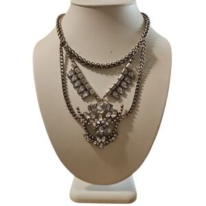 Vintage Sugarfix statement necklace in silvertone and rhinestones!